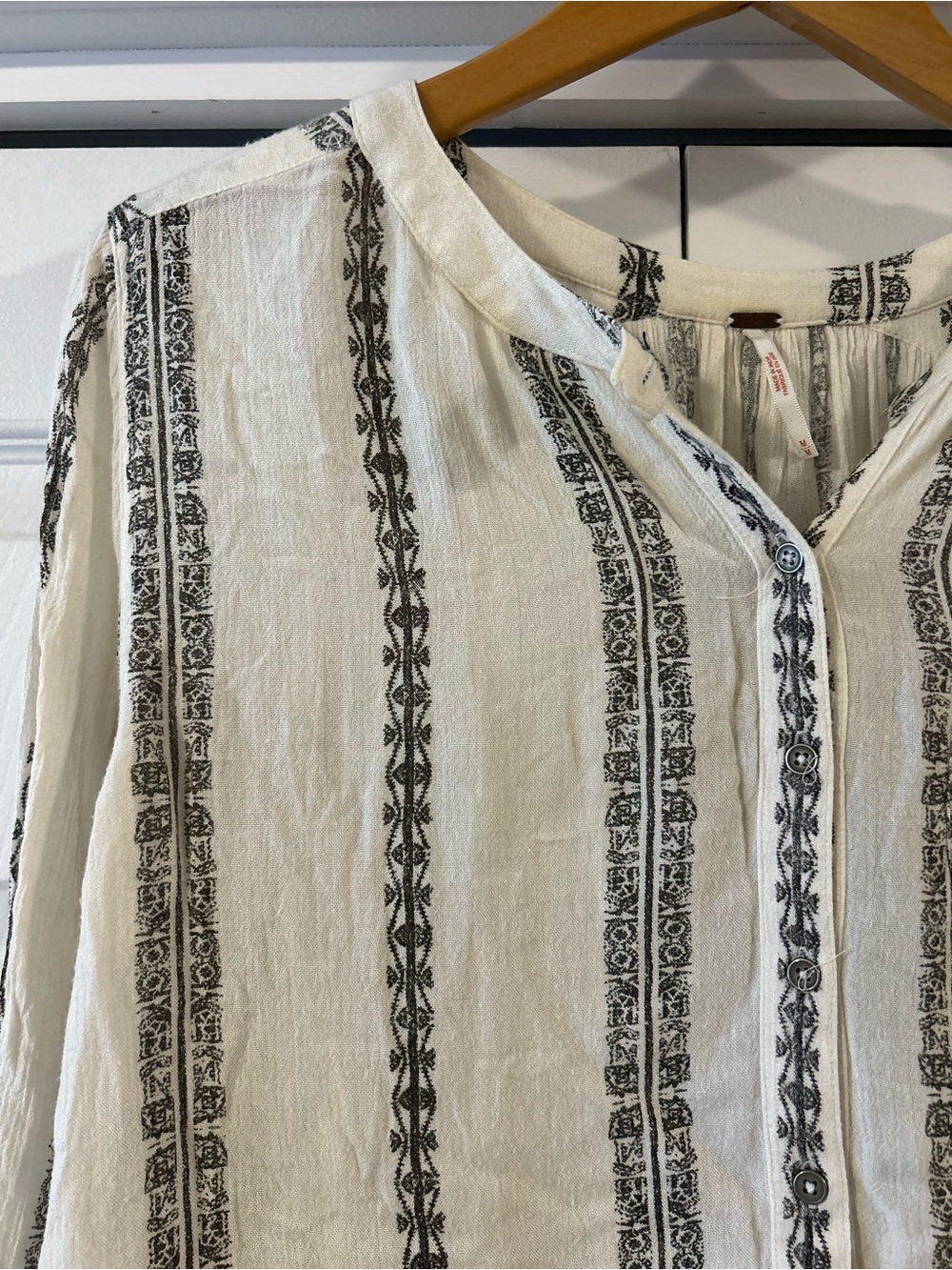 Free People Striped Peasant Blouse - hi-low cut in Medium - Picture 5 of 12